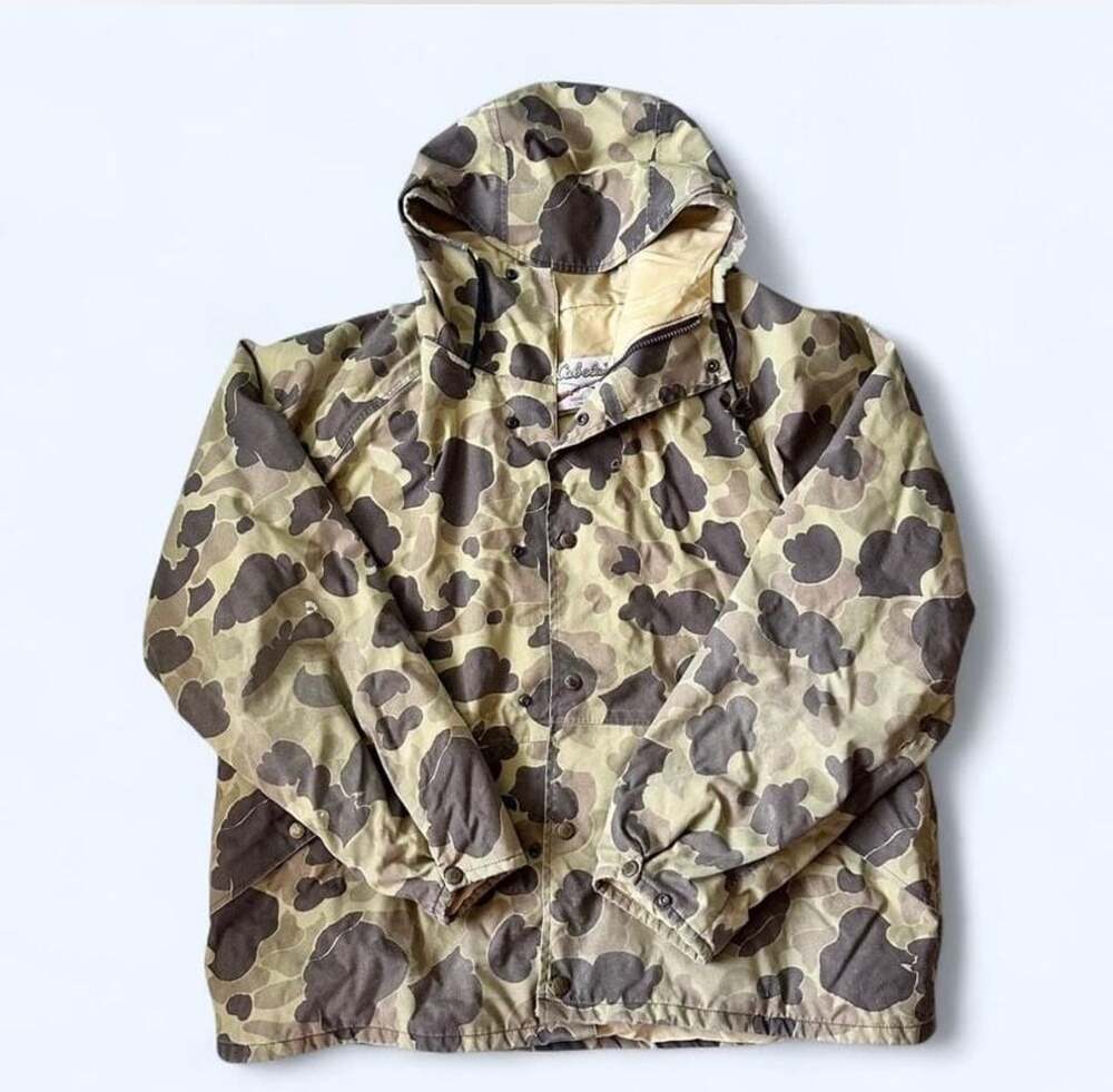 Vintage Cabela's Duck Camo Gore-Tex Hooded Hunting Jacket Size L Regular